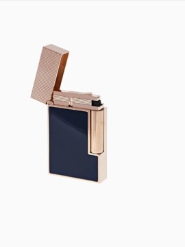 LIGNE 2 MICRODIAMOND HEAD ROSE GOLD AND BLUE LACQUER LIGHTER 2